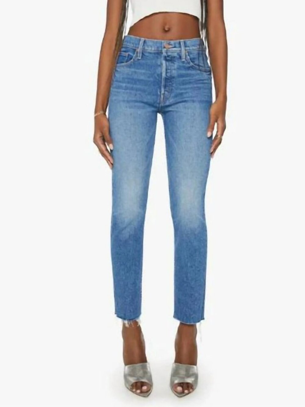 MOTHER Tomcat Ankle Fray Jeans Arigato Mr Roboto High Rise Straight | Size 29 - Picture 2 of 15